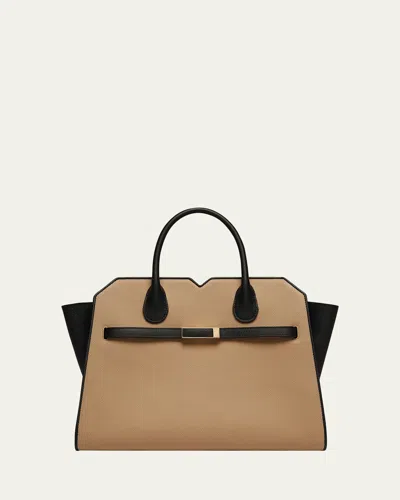 Valextra Milano Bicolor Leather Top-handle Bag