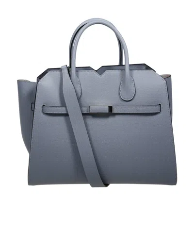 Valextra Milano Medium Dual-handle Shoulder Bag In Gray