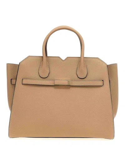 Valextra Milano Medium Handbag In Beige