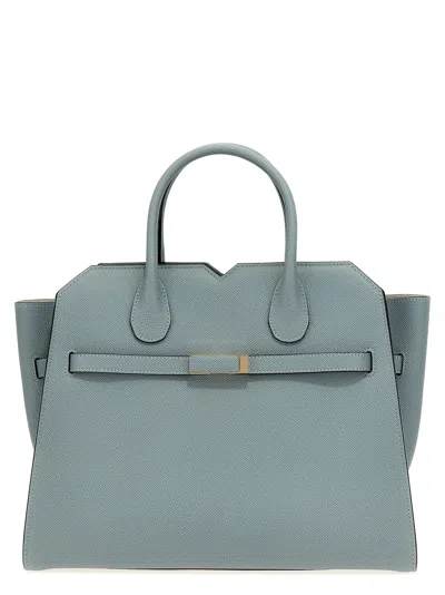 Valextra Medium Structured Handbag Metal Hardware In Gray