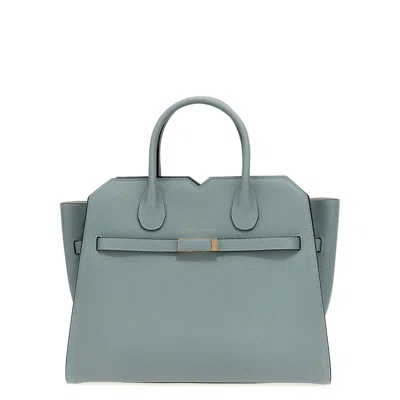 Valextra Medium Structured Handbag Metal Hardware In Gray