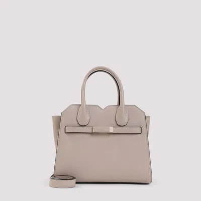 Valextra Sahara Calf Leather Milano Mini Handbag In Gray