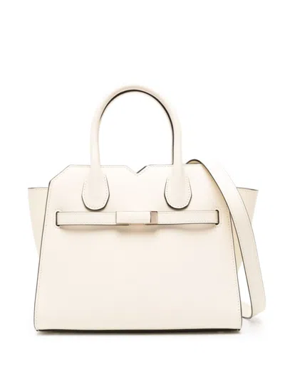 Valextra Milano Mini Leather Handbag In White