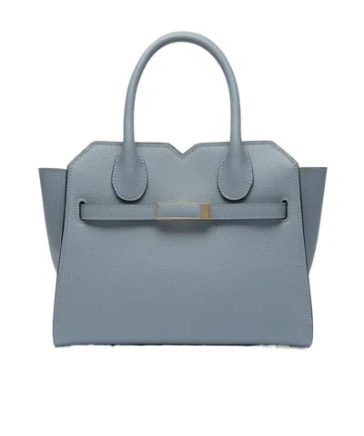 Valextra Milano Two Handles Mini Bag In Gray