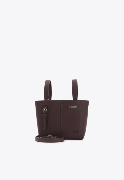 Valextra Mini Soft Bucket Bag In Calf Leather In Brown