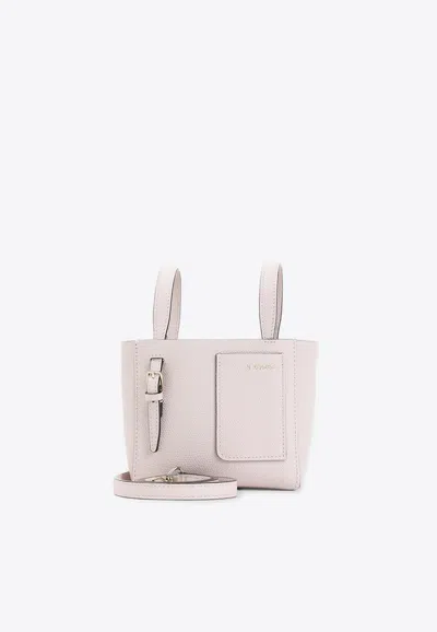 Valextra Mini Soft Bucket Bag In Calf Leather In Pink