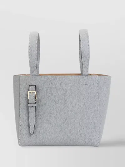 Valextra Mini Bucket Bag Strap Detail Pocket Hardware In Gray