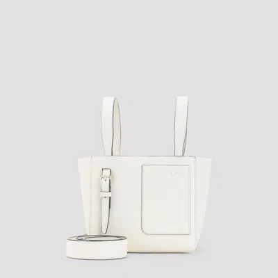Valextra Mini Leather Bucket Bag In White