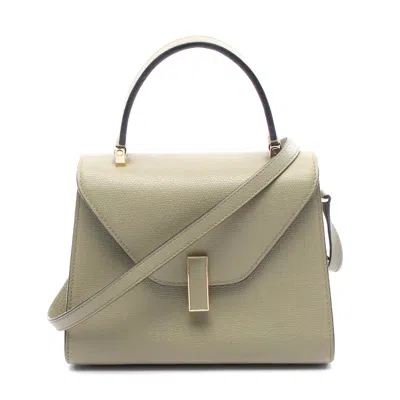 Valextra Mini Iside Leather Handbag Khaki In Green