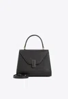 Valextra Mini Iside Leather Top Handle Bag In Black