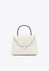 Valextra Mini Iside Leather Top Handle Bag In White