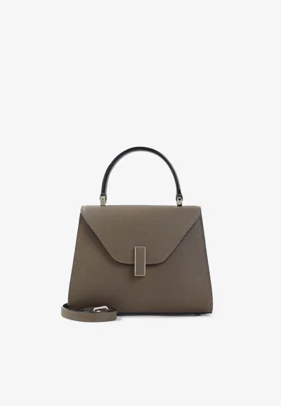 Valextra Iside Leather Top Handle Mini Shoulder Bag In Brown