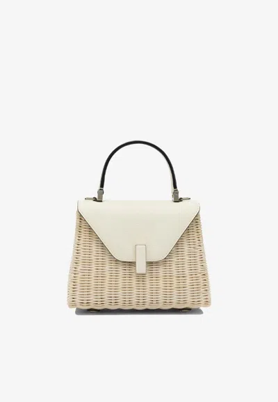Valextra Mini Iside Wicker Handbag In Beige