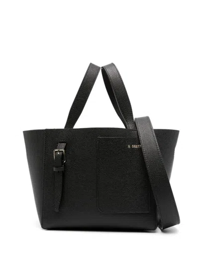 Valextra Soft Bucket Micro Leather Tote Bag In Black
