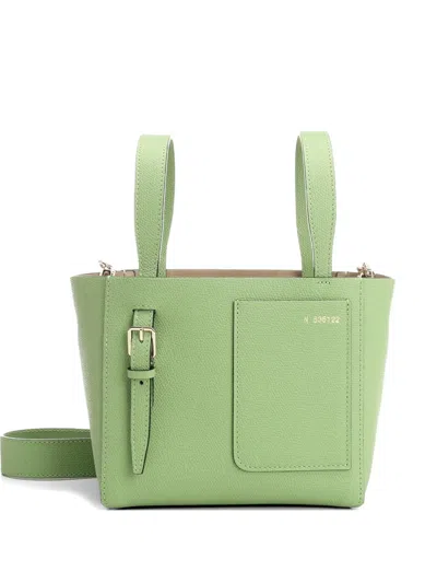 Valextra Mini Leather Bucket Bag In Green