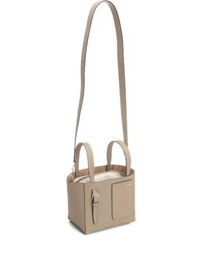 Valextra Mini Leather Bucket Bag In Neutral