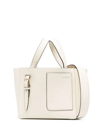 Valextra Mini Leather Bucket Bag In White