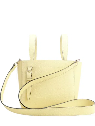 Valextra Mini Leather Bucket Bag In White