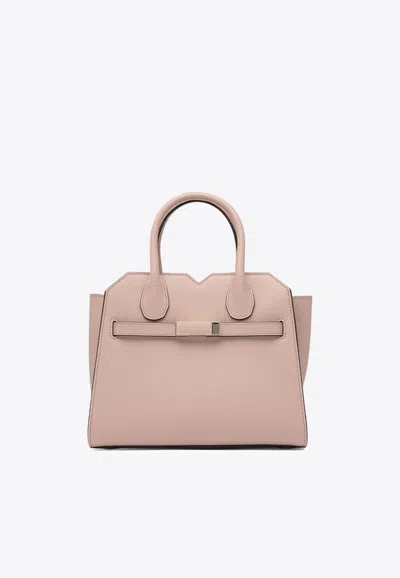 Valextra Mini Milano Leather Top Handle Bag In Pink