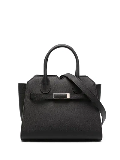 Valextra Structured Calf Leather Shoulder Bag In Black