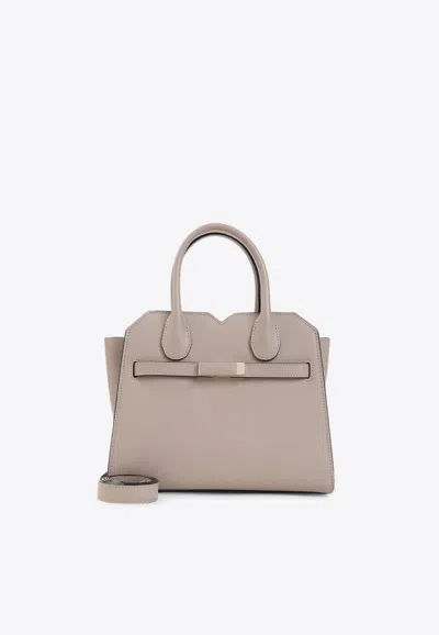 Valextra Mini Milano Top Handle Bag In Sand