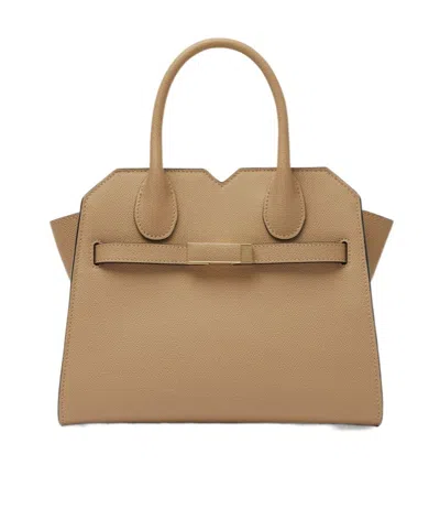 Valextra Mini Milano Tote Bag In Brown