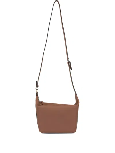 Valextra Mini Mochi Zip-up Shoulder Bag In Brown