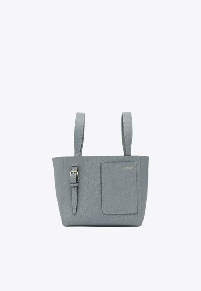 Valextra Mini Soft Leather Bucket Bag In Blue