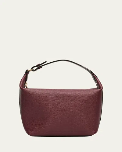 Valextra Mochi Calfskin Leather Pouch Bag In Purple