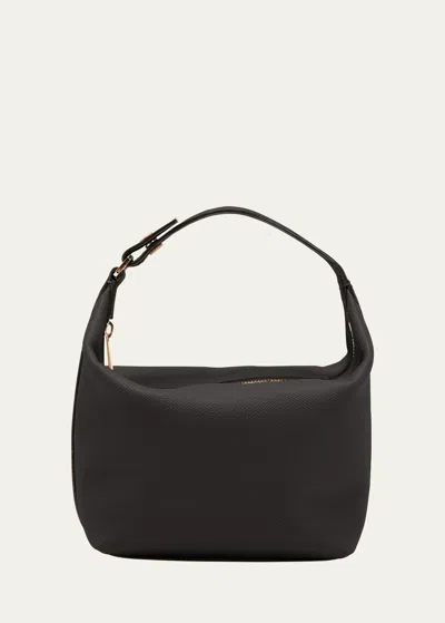 Valextra Mochi Leather Top Handle Bag In Black