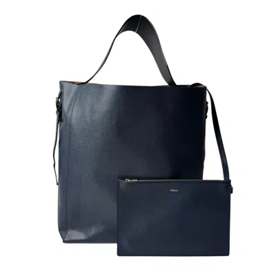 Pre-owned Valextra Navy Leather Pouch Tote Bag ()