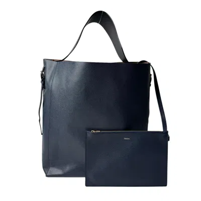 Pre-owned Valextra Navy Leather Pouch Tote Bag ()