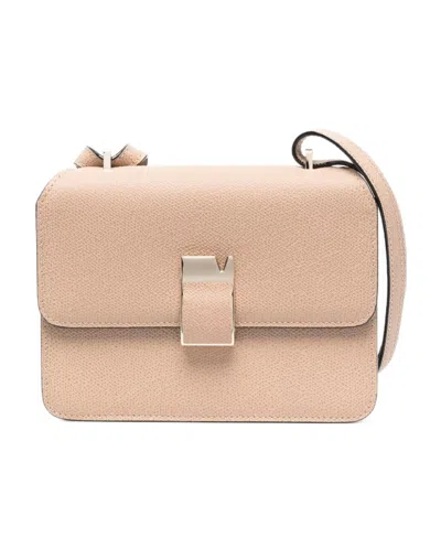 Valextra Nolo Small Leather Crossbody Bag In Beige