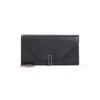 Valextra Grained Calf Leather Chain Wallet In Black