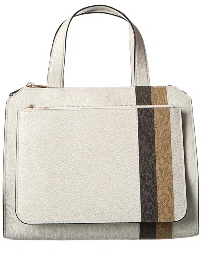 Valextra Passepartout Medium Leather Tote In Grey