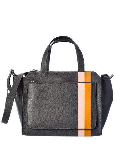 Valextra Passepartout Medium Leather Tote In Grey