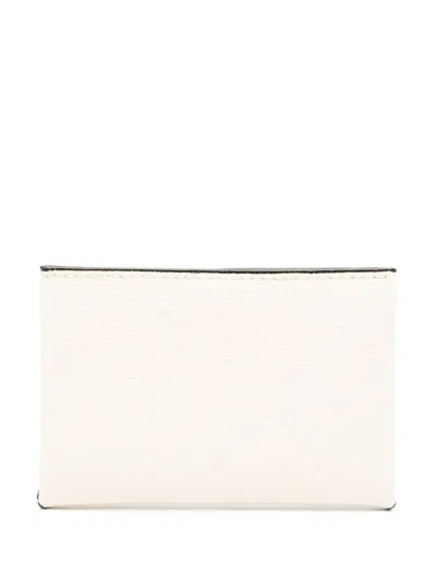 Valextra Pebbled Leather Card Case In Neutrals