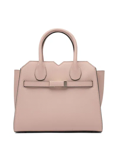 Valextra Structured Top Handle Shoulder Bag Metal Hardware In Pink