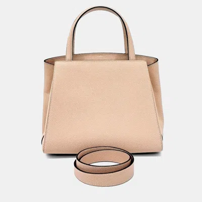 Pre-owned Valextra Pink Leather Triennale Tote And Shoulder Bag