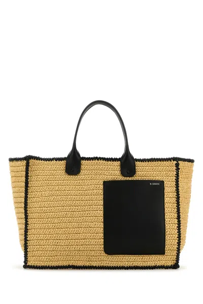 Valextra Raffia Large Shopping Bag In Brown