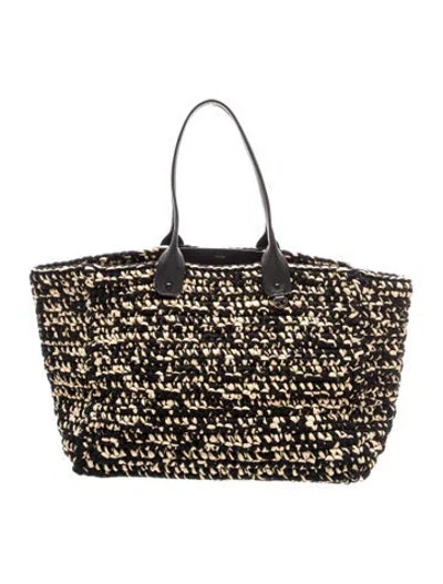 Pre-owned Valextra Raffia Tote In Black