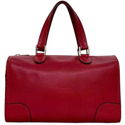 Pre-owned Valextra Red Color Leather Boston Bag Handbag ()