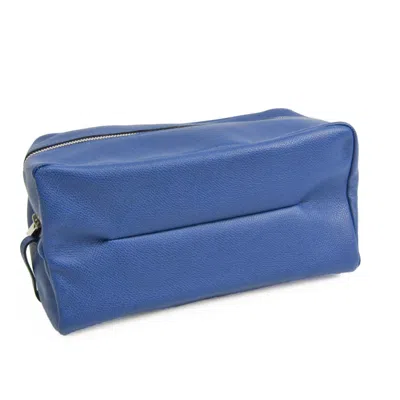 Pre-owned Valextra Royal Blue Leather Clutch Bag Pouch ()