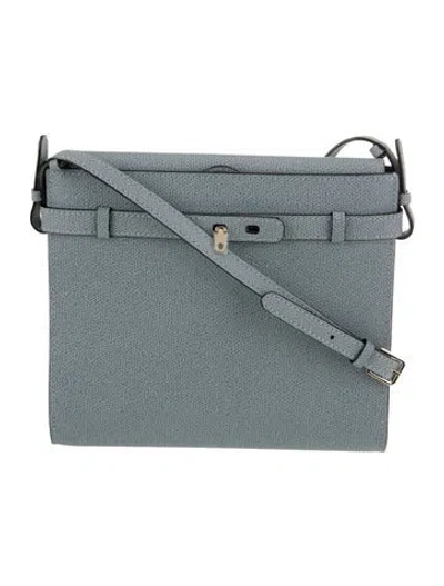 Pre-owned Valextra Saffiano Leather Messenger Bag In Blue