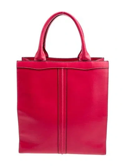 Pre-owned Valextra Saffiano Leather Top Handle Bag In Red