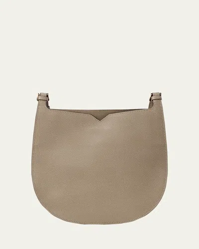 Valextra Saffiano Weekend Hobo Bag In Gray