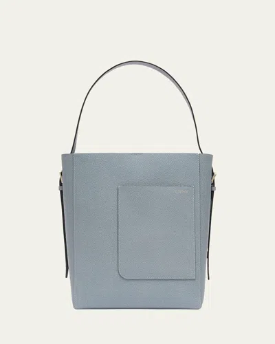 Valextra Secchiello Medium Leather Bucket Bag In Niagara Bg