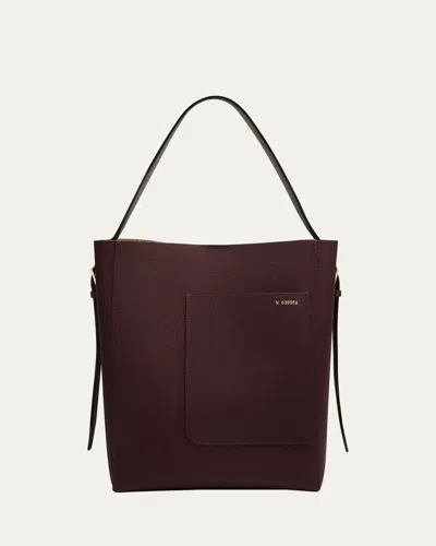 Valextra Secchiello Medium Leather Bucket Bag In Purple