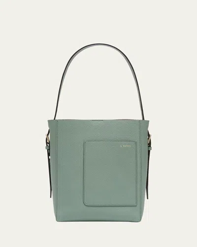 Valextra Secchiello Small Leather Bucket Bag In Eucalipto