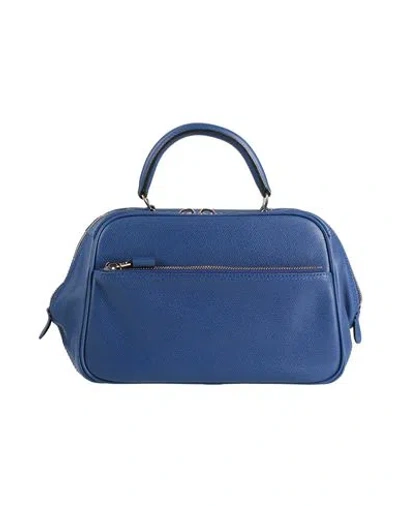 Valextra Serie S Medium Woman Handbag Blue Size - Leather